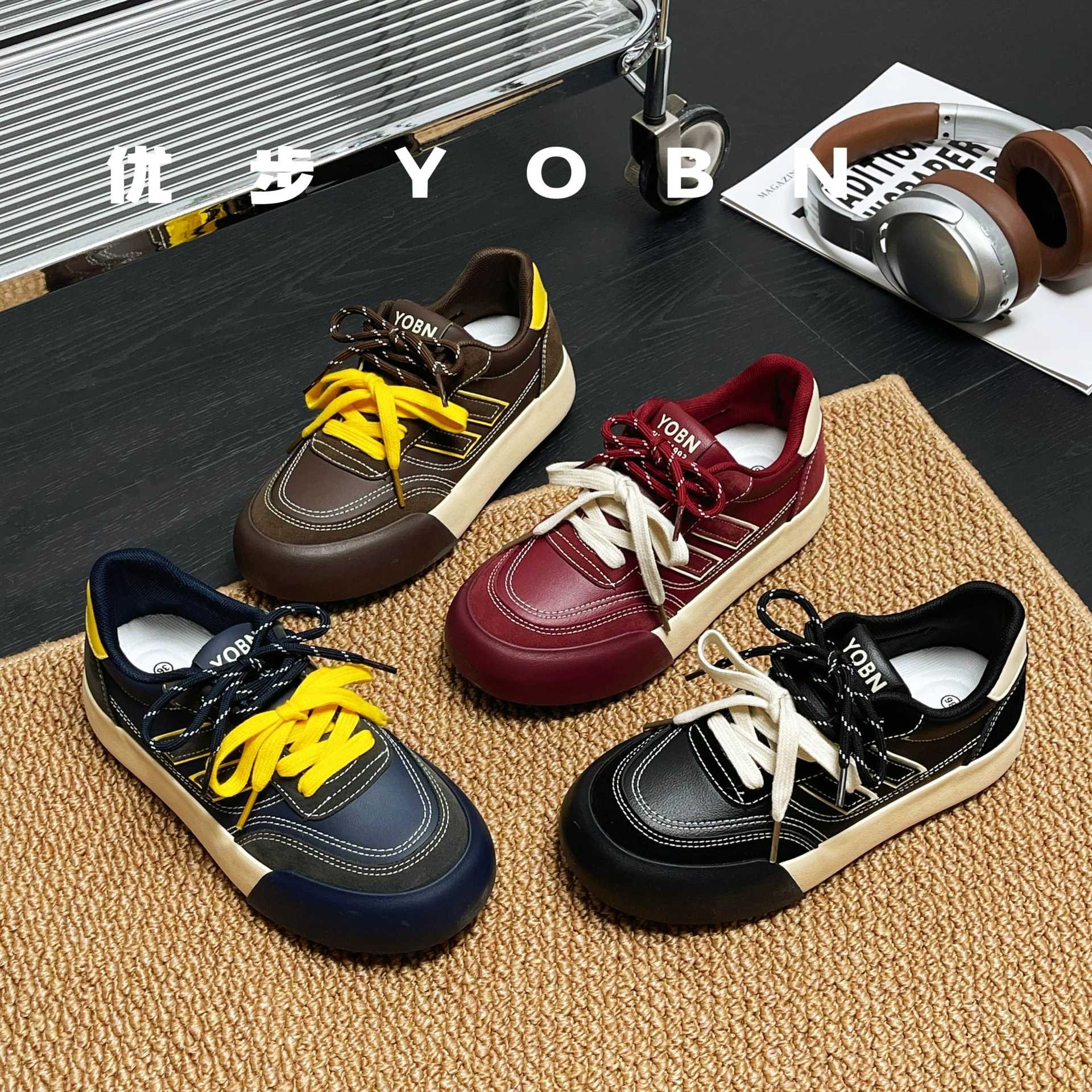 【低帮】厚底德训鞋女2025秋冬季休闲皮面板鞋双鞋带圆头学生运动鞋