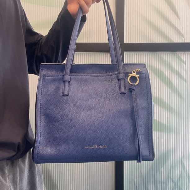 95新 FERRAGAMO/菲拉格慕 【涛】14ED10 蓝色手提单肩包