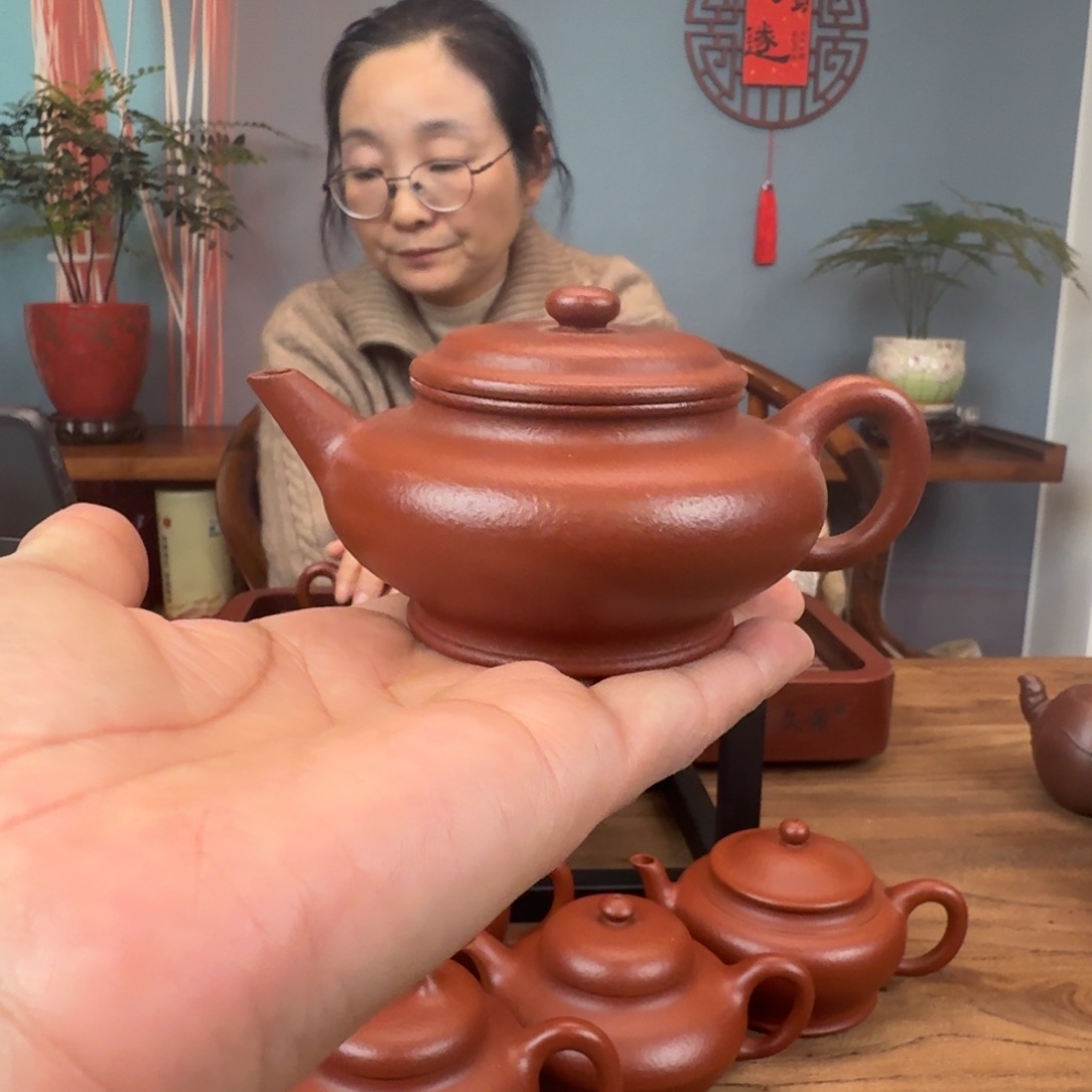 茶壶红泥原矿全砂大红袍扁灯水平
