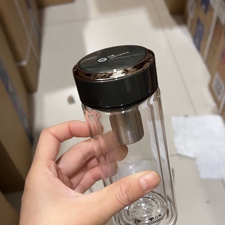 万象双层玻璃杯190190v275橄榄绿色