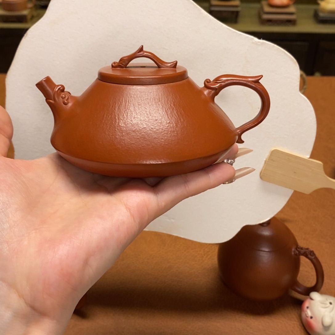 紫砂茶壶200cc，小煤窑朱泥，全手工制作