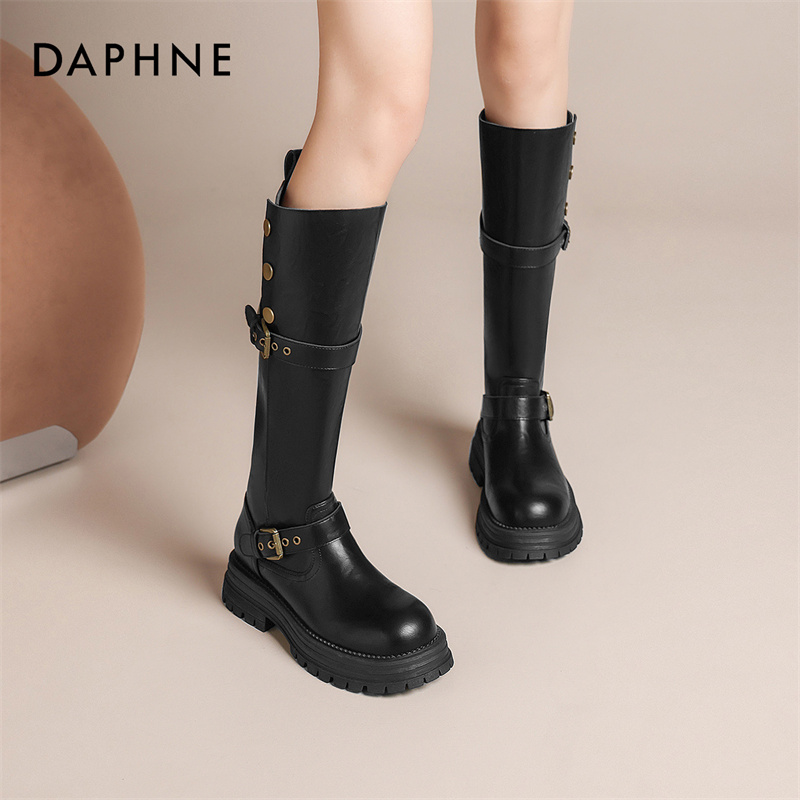 达芙妮秋季新款时装靴休闲逛街专用2025长筒靴舒适百搭时尚潮流款