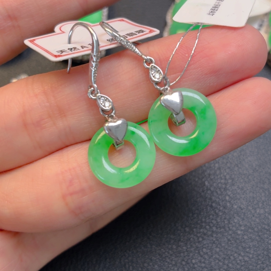 翡翠银S925镶嵌吊坠(不含链)耳坠