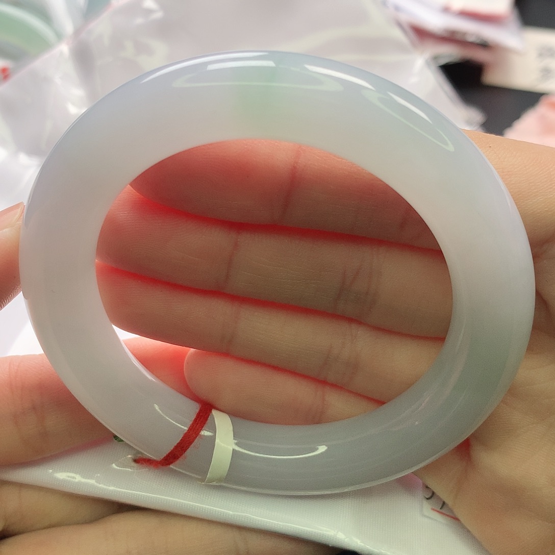 翡翠未镶嵌手镯缅甸5354胖圆完美