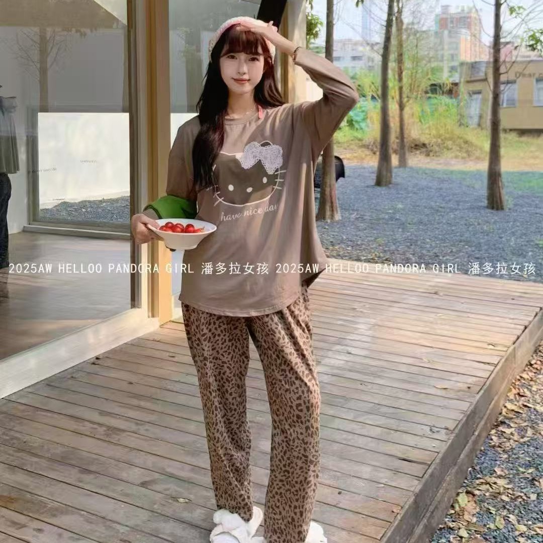 【欢姐精选】潘多拉豹纹可爱休闲外穿家居服