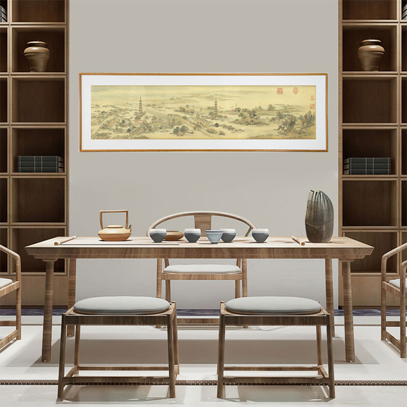 《升平万国图卷2》沙发背景床头画茶室装饰画