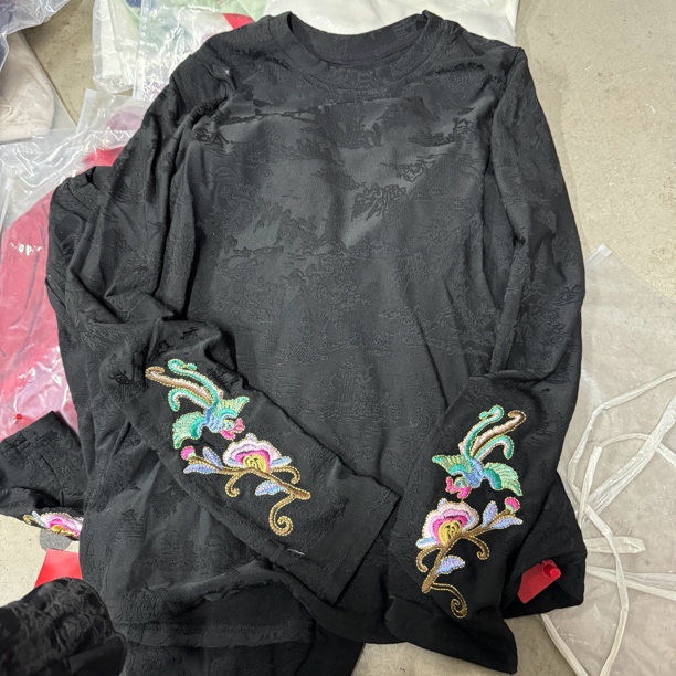 1786#自留款#重工时尚圆领百搭拼接刺绣卫衣打底