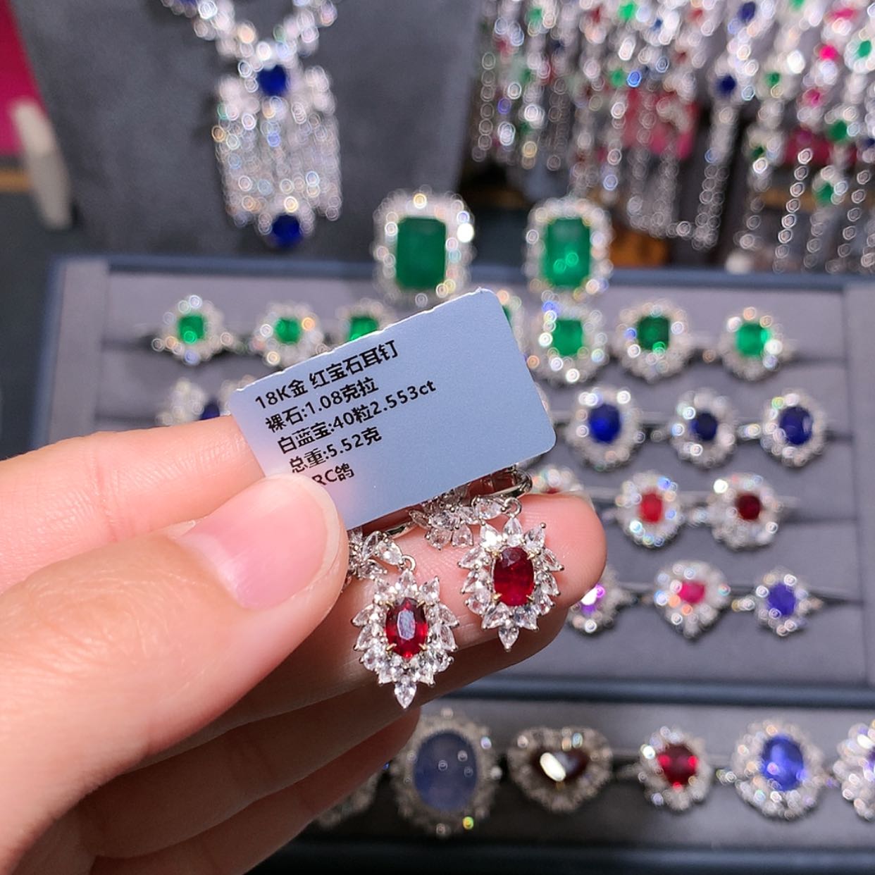 【闪购商品】红宝石耳钉18K金镶嵌