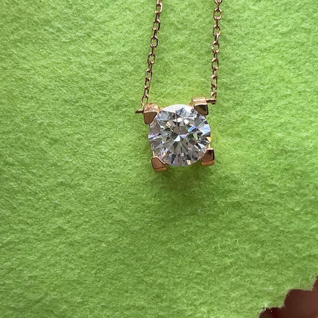 实验室培育钻石项链18K金镶嵌1.094ct K玫瑰金牛头项链45cm