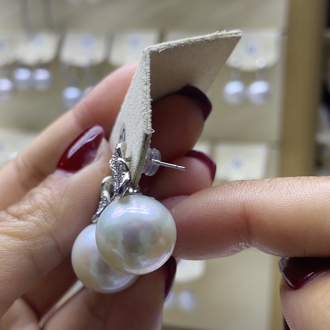 淡水珍珠耳饰银S925镶嵌