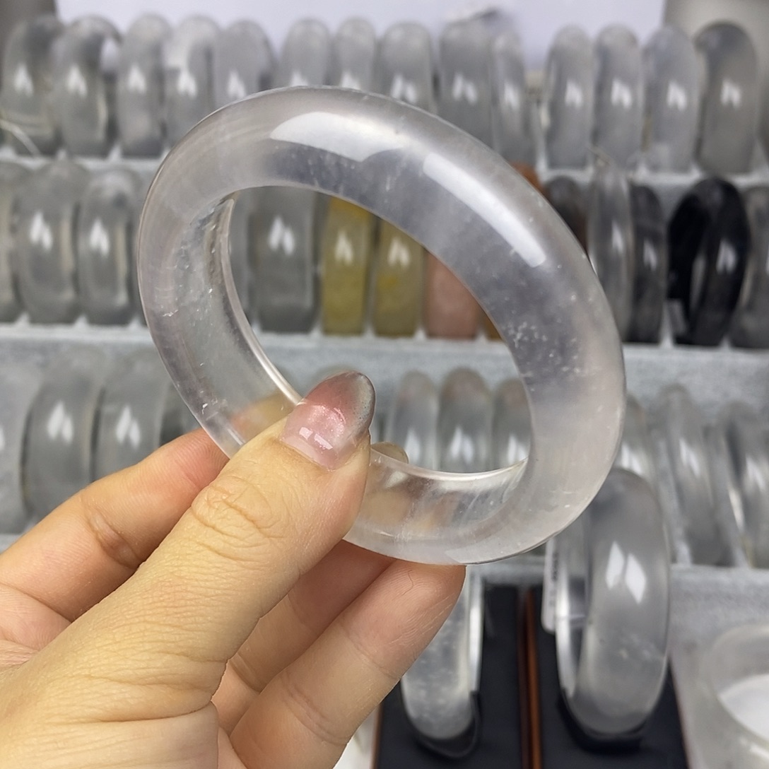 石英质玉未镶嵌手镯58.2白冰飘雪微抠6986