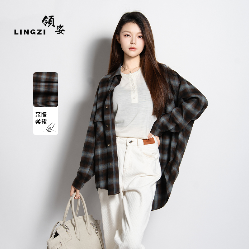 LINGZI领姿秋冬新款百搭英伦风时尚休闲衬衫上衣衬衣LZ3129090