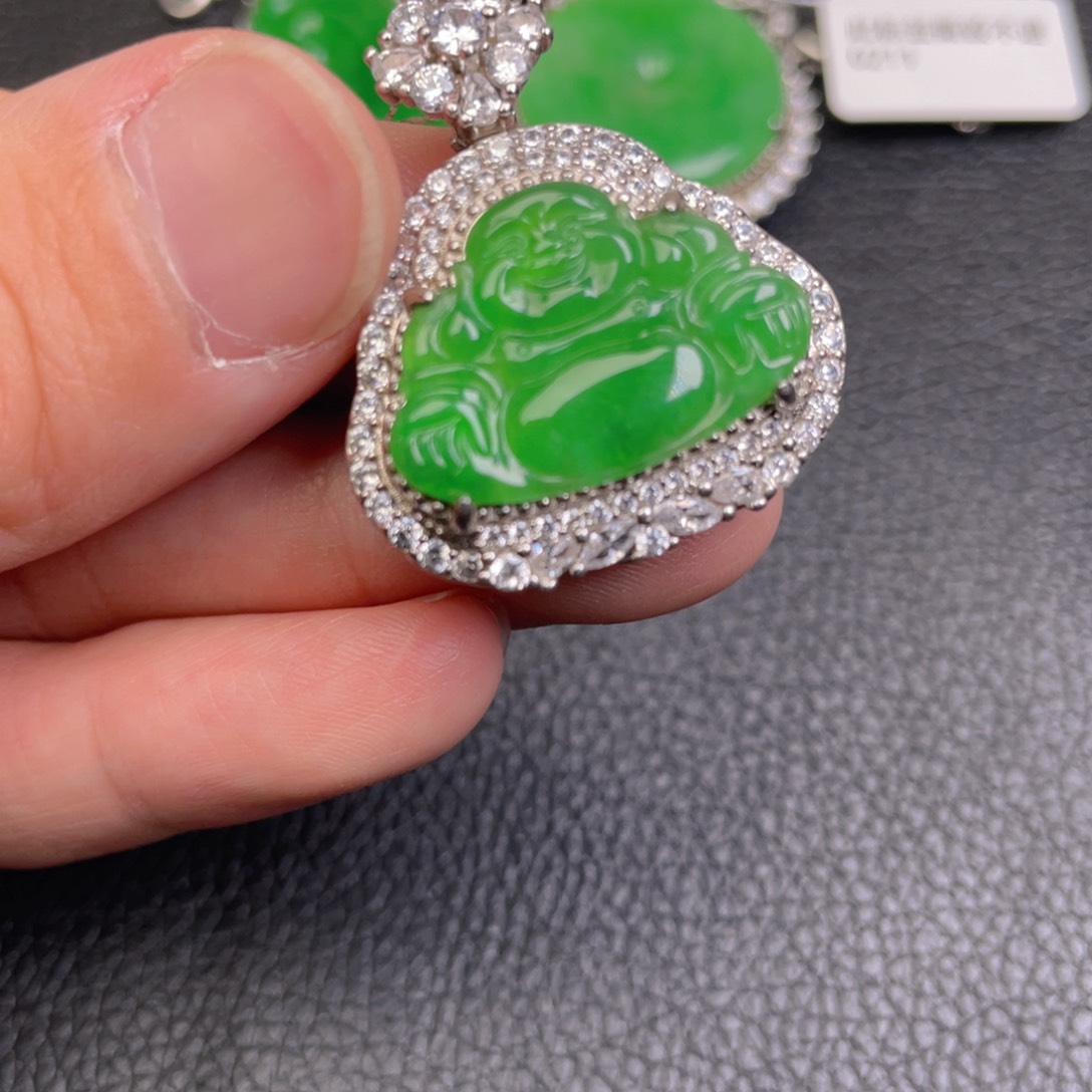 翡翠银S925镶嵌吊坠(不含链)