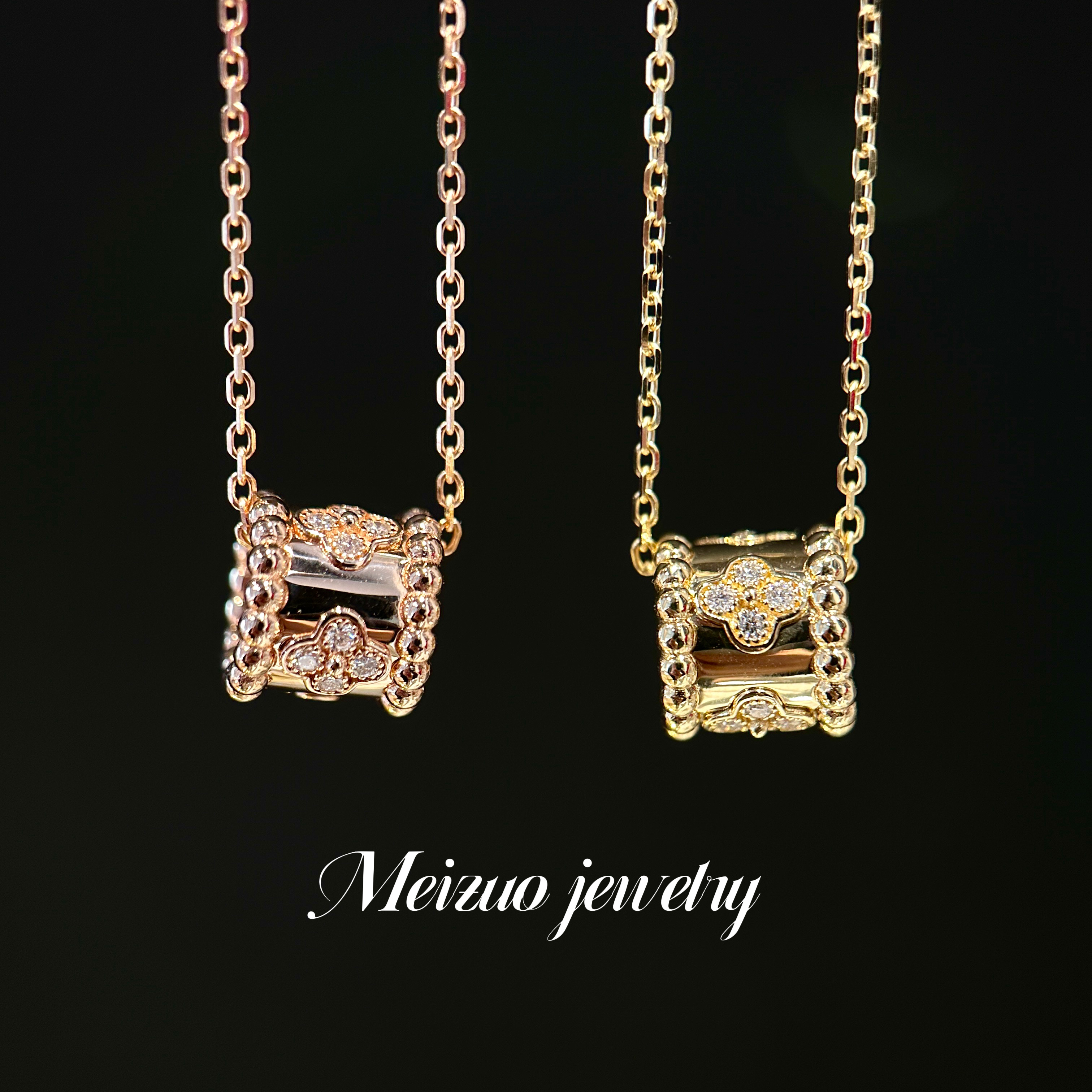 Meizuo珠宝·18k金钻石万花筒项链精致质感