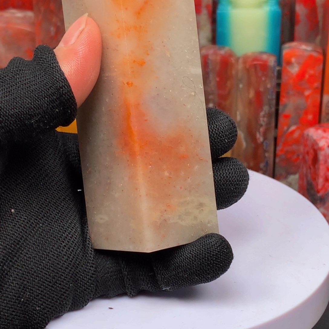 昌化石羊脂冻红花印章