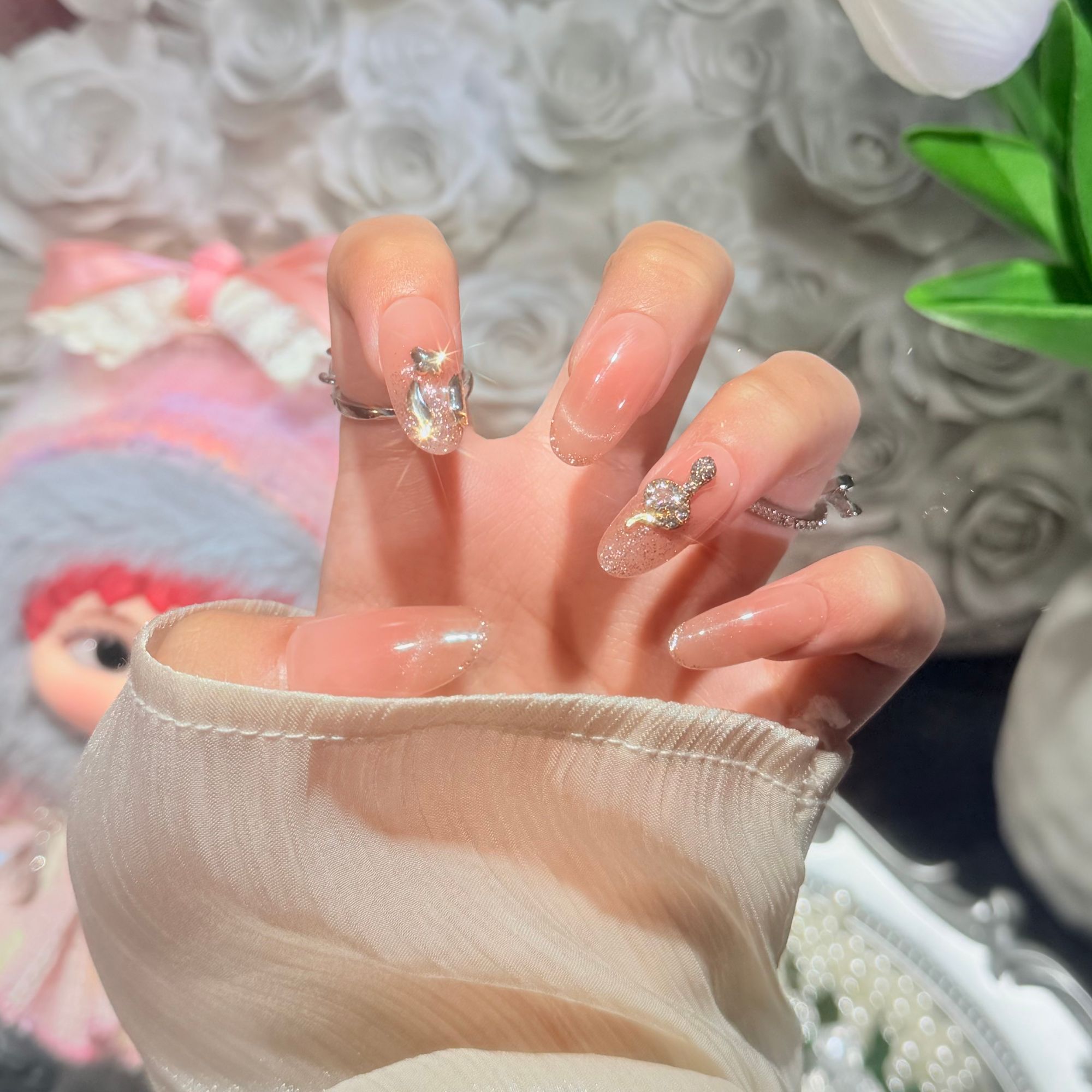 【塞纳黄昏】金色猫眼法式钻纯欲风纯手工穿戴甲日常百搭气质美甲