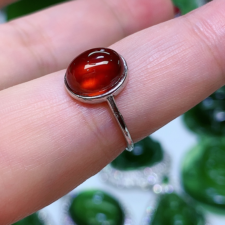 石榴石戒指银S925镶嵌