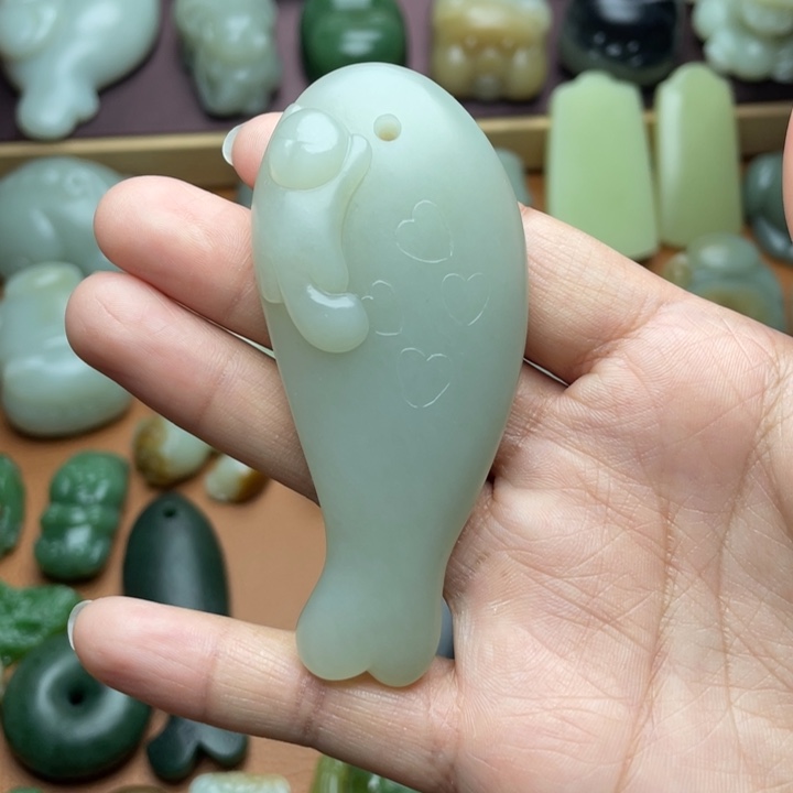 【闪购商品】颈饰未镶嵌和田玉和田玉猫吃鱼