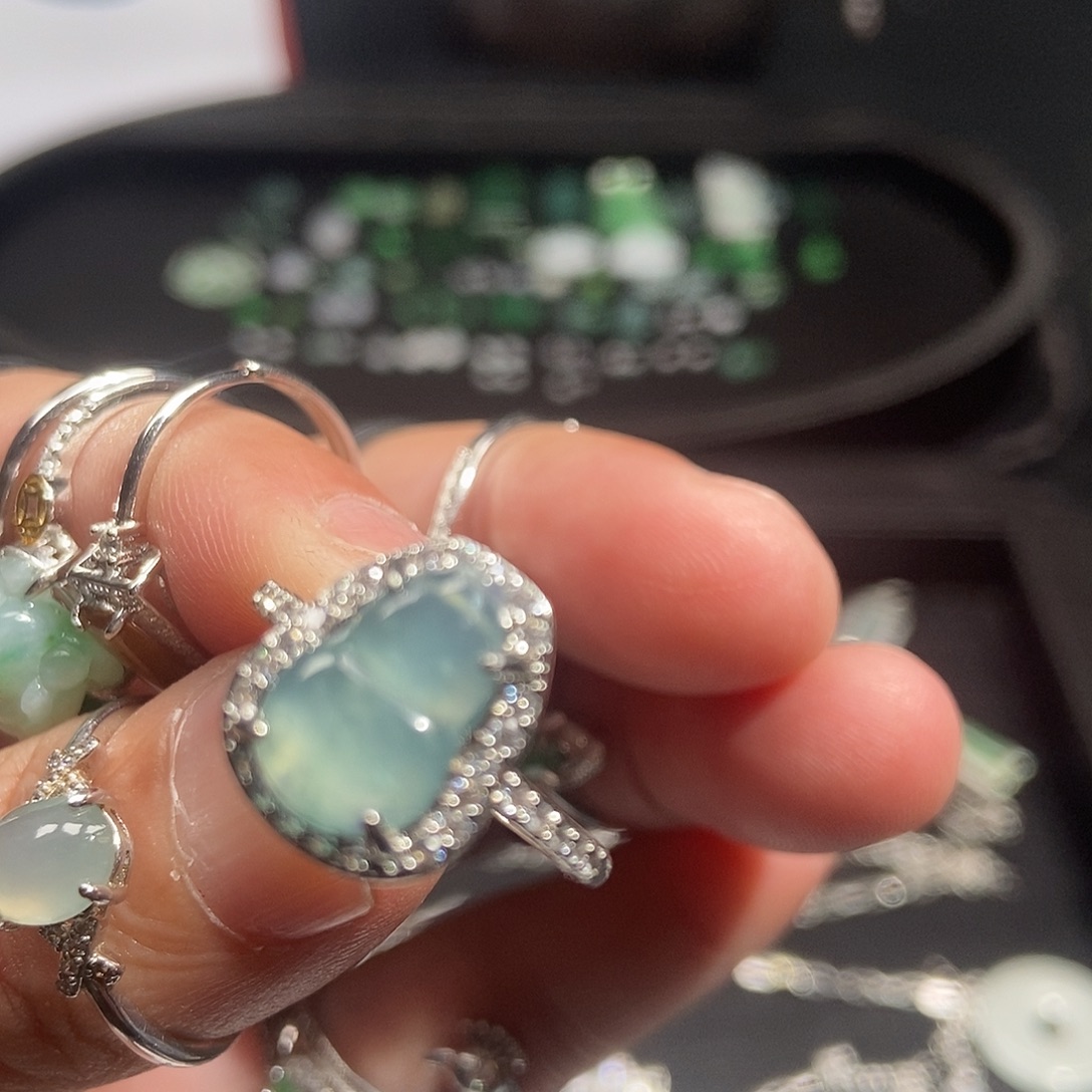 翡翠银S925镶嵌戒指