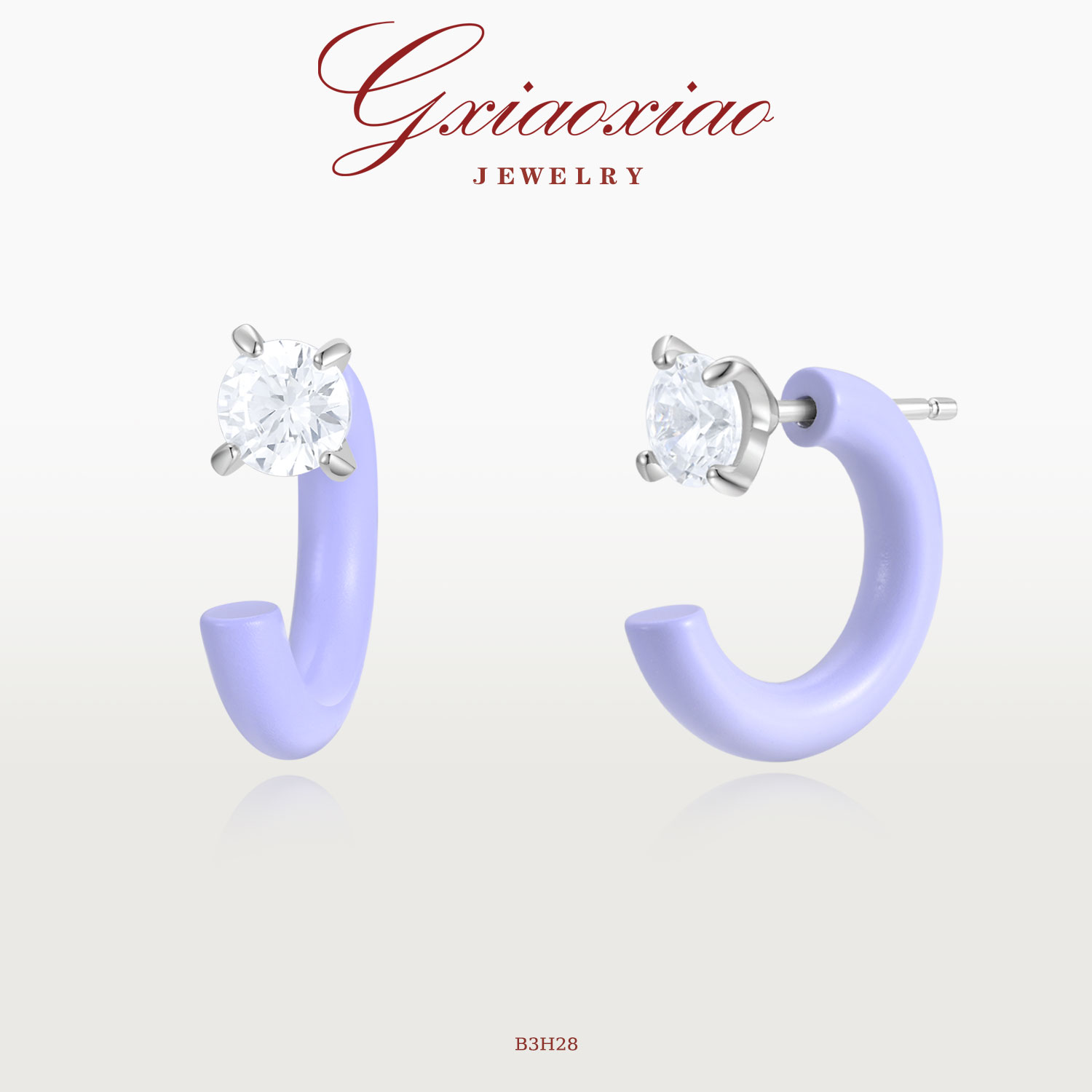 G XIAOXIAO 镀K金 时尚气质百搭糖果色C形耳环 B3H28