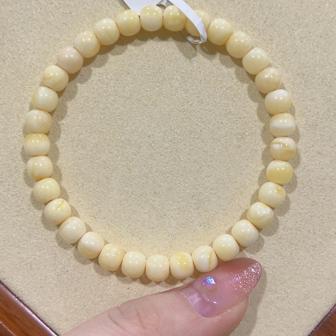 蜜蜡手链未镶嵌6m浓蜡奶白