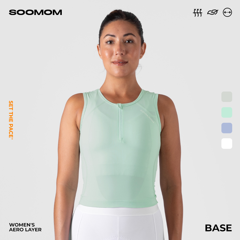 SOOMOM | BASE 女士半拉链骑行背心排汗衫打底衫无袖内衣运动瑜伽