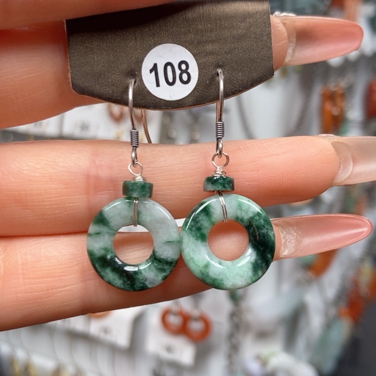 【闪购商品】翡翠耳饰银S925镶嵌耳饰