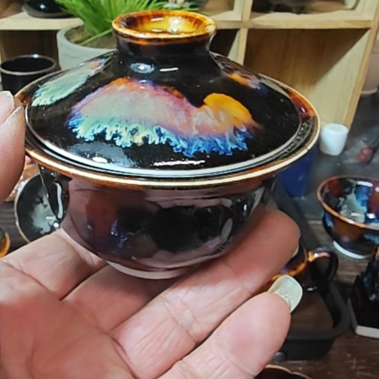 培***天然老黑釉斗笠盏盏盏