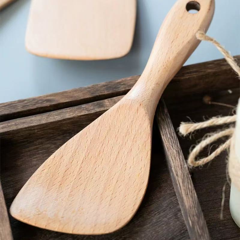 家用不粘锅铲实木饭铲斜口铲饭勺子