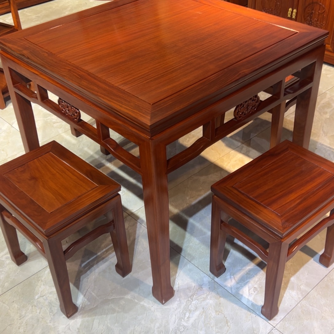 花梨木类成套家具八仙桌一套送玻璃