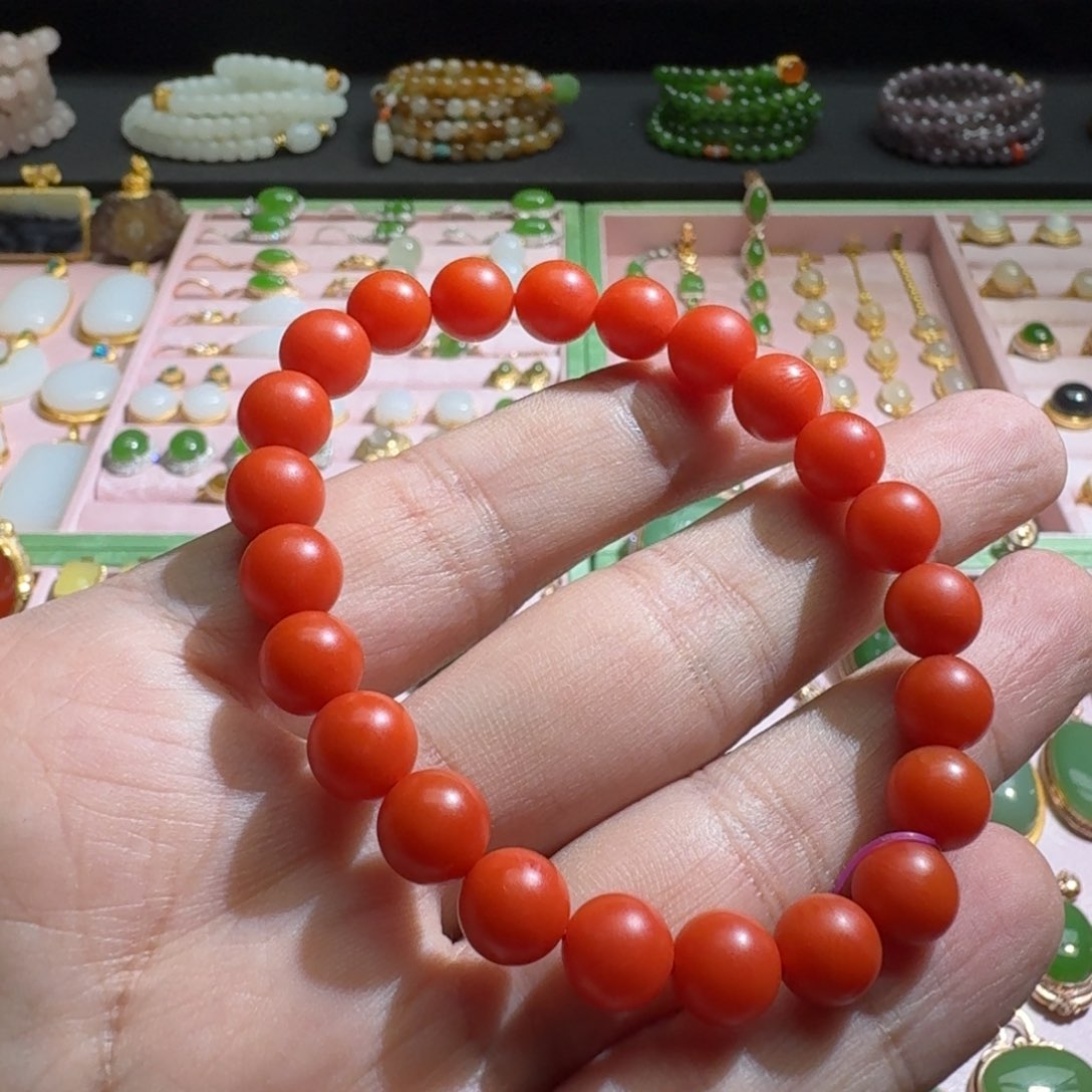 南红玛瑙手链未镶嵌保山辣椒红手链