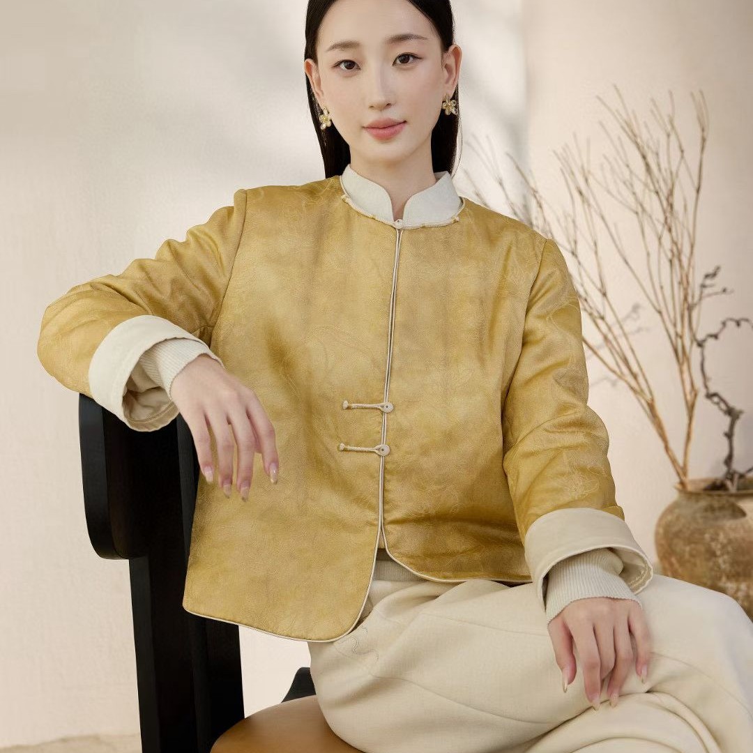 梨花庄0034羊毛人丝夹棉外套