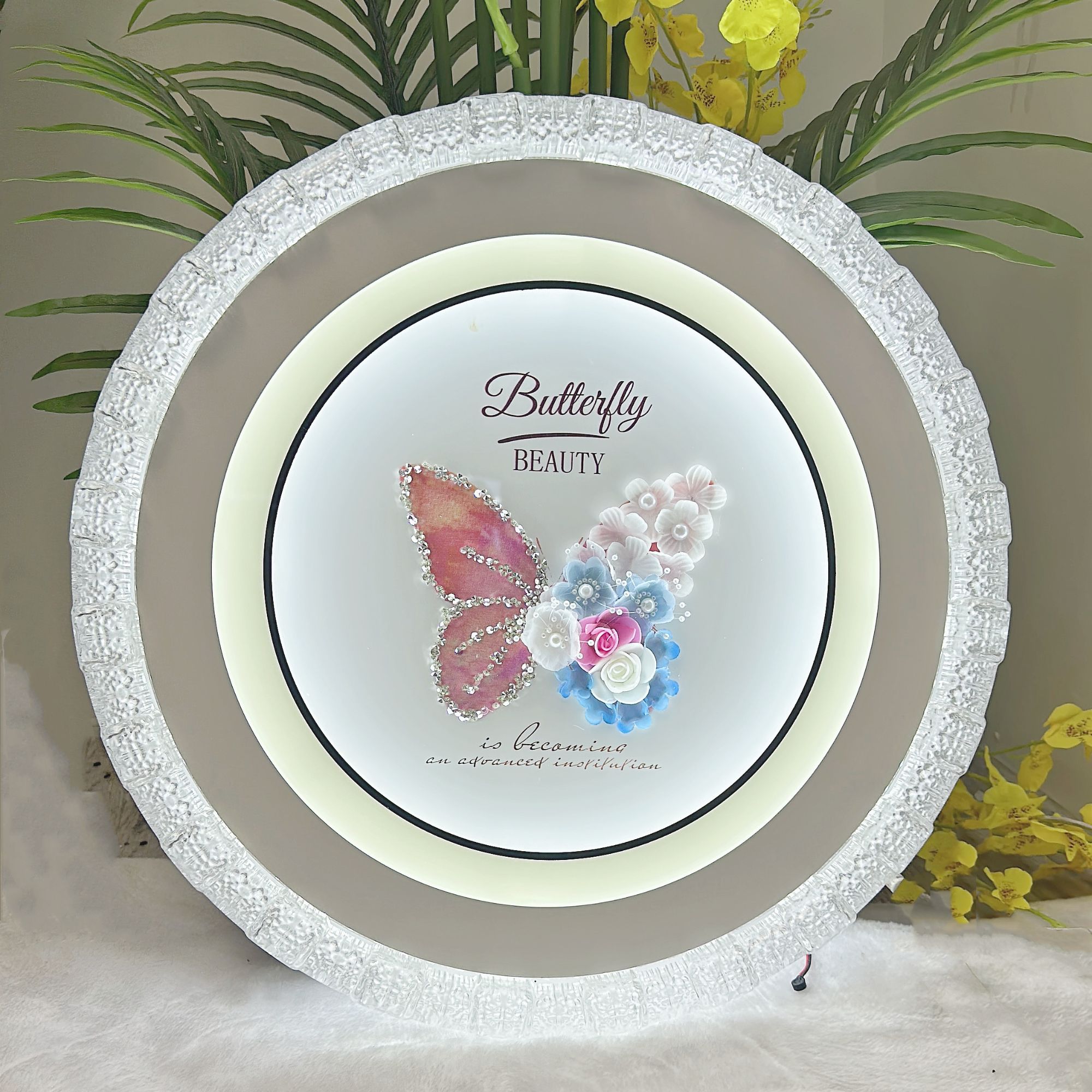 钢化玻璃卧室灯水晶灯新款吸顶灯房间灯简约智能语音灯饰中山灯具