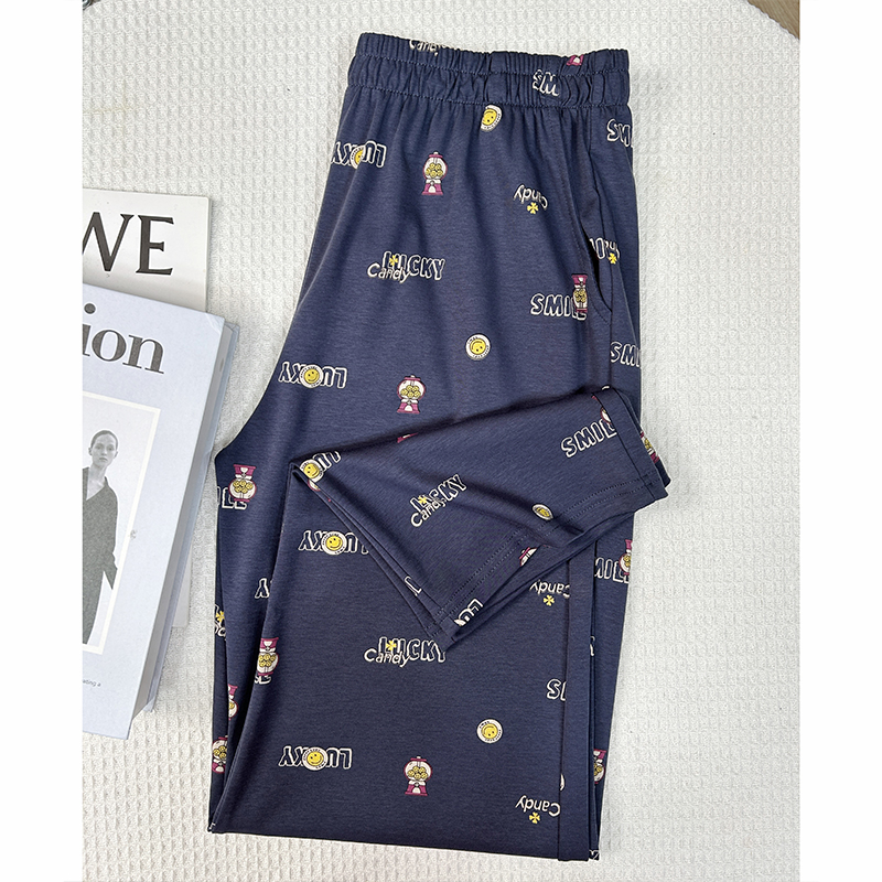 【云朵般手感】纯棉居家休闲外穿长裤有口袋亲肤女中年印花睡裤春秋