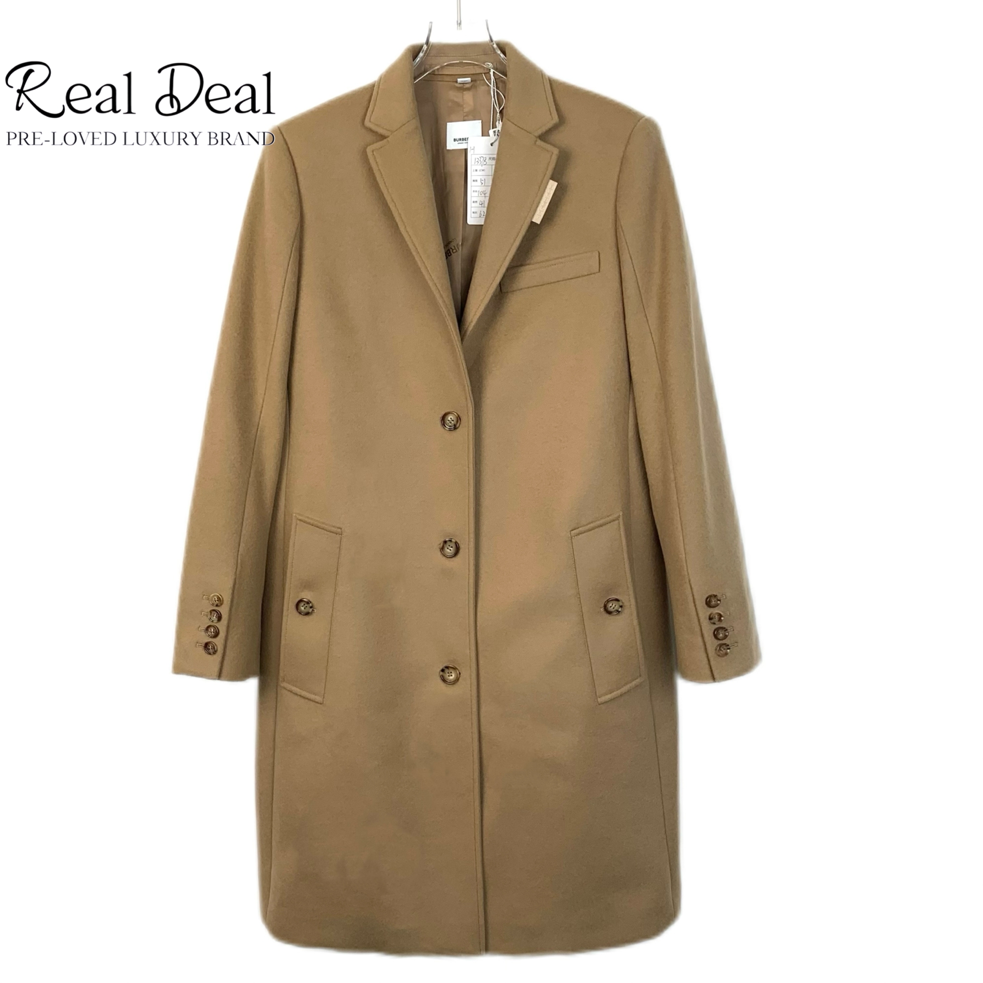 99新 BURBERRY/博柏利 H13378 棕色羊毛翻领单排扣大衣 M码