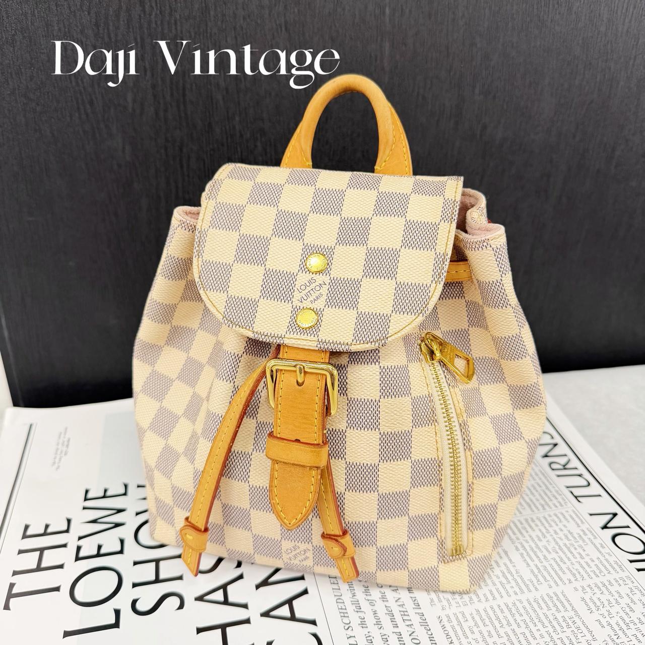 95新 LouisVuitton/路易威登 大吉中古/lv路易威登白棋盘格双肩包