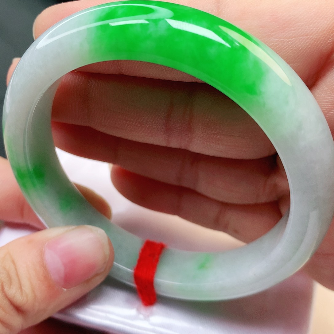 未镶嵌手镯翡翠天然A货完美辣阳绿毕业镯2727号