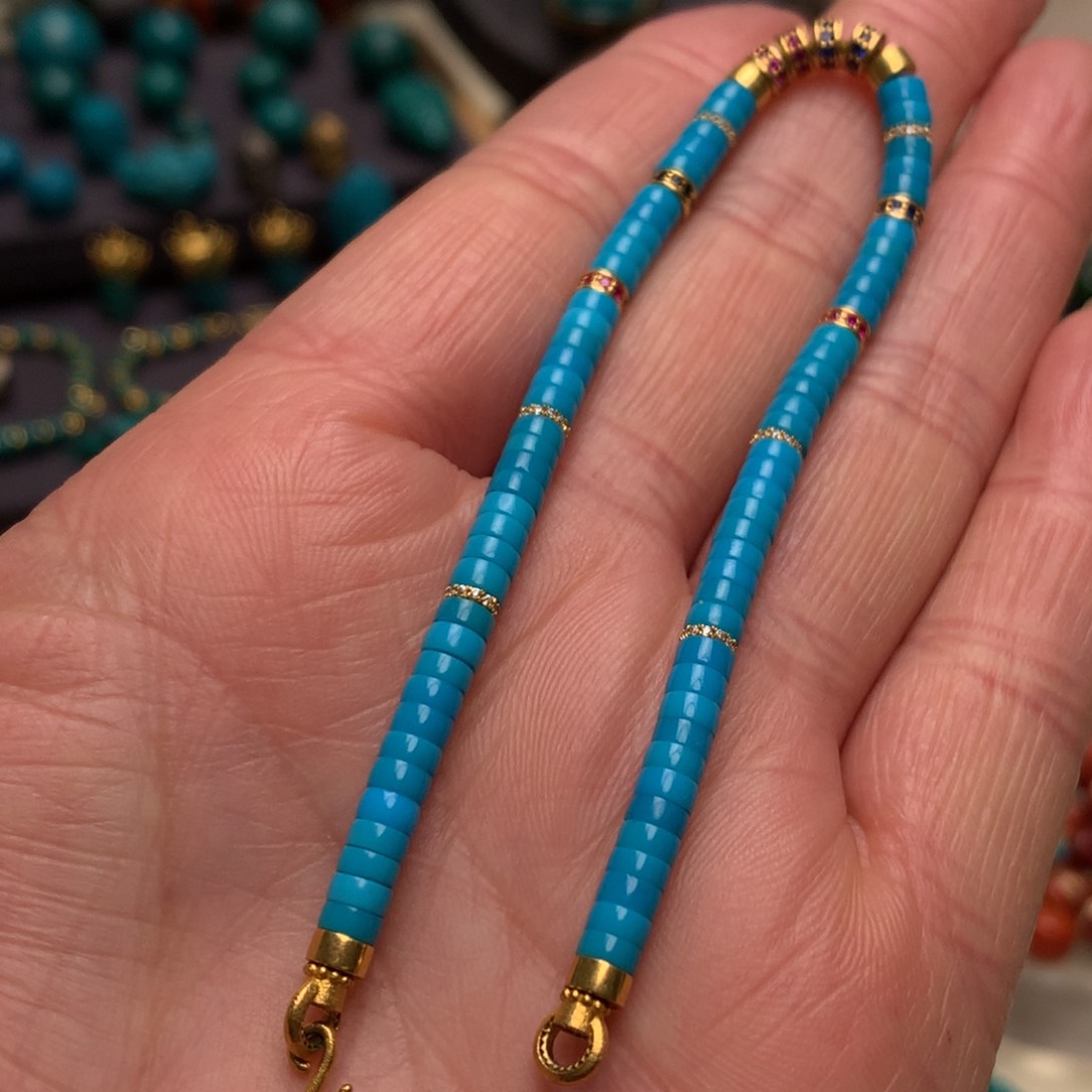 绿松石手串18K金镶嵌