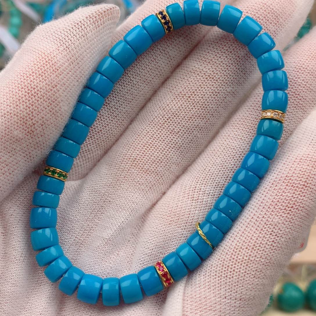 【闪购商品】绿松石直径6.018K金镶嵌