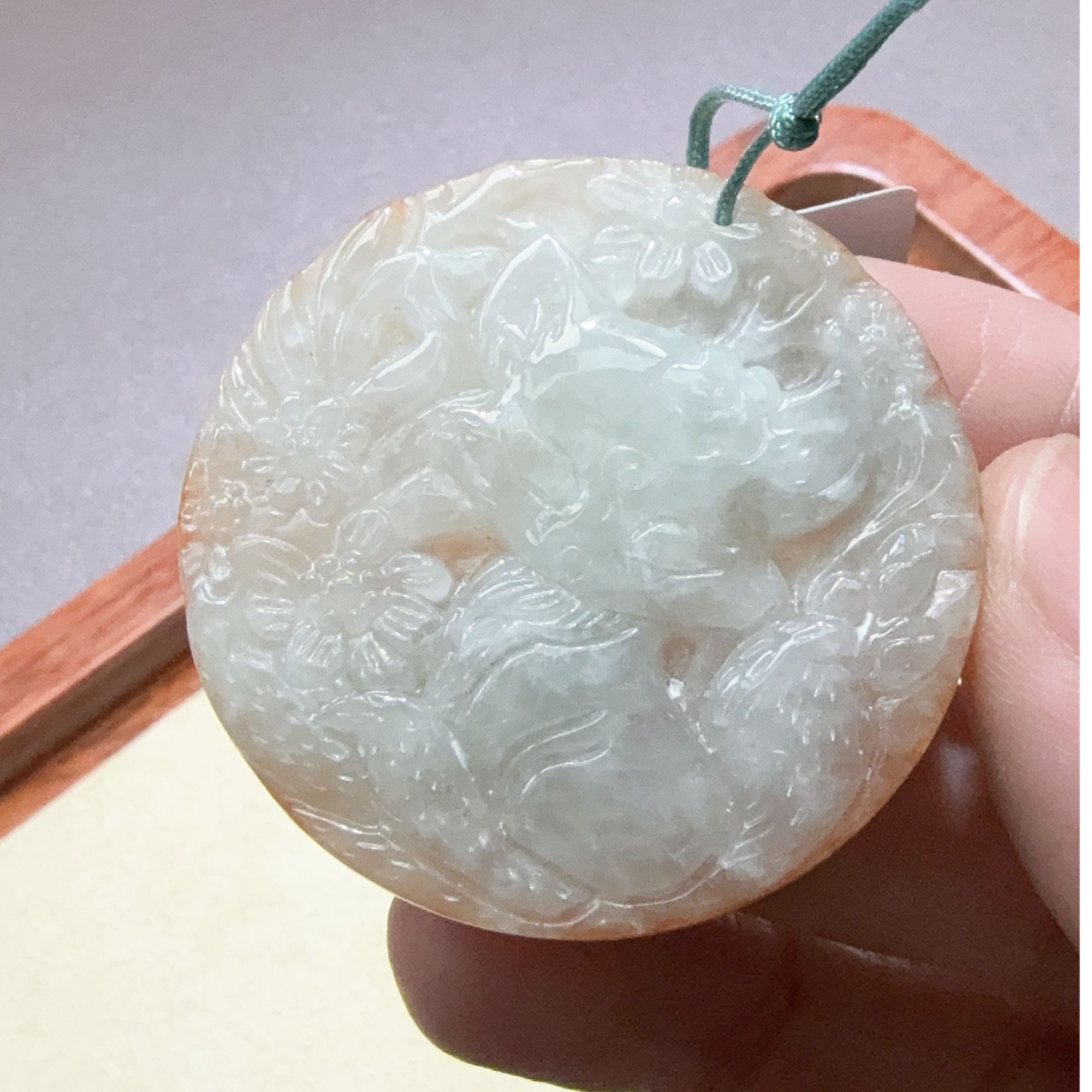 天然缅甸翡翠A货九尾狐精雕-29