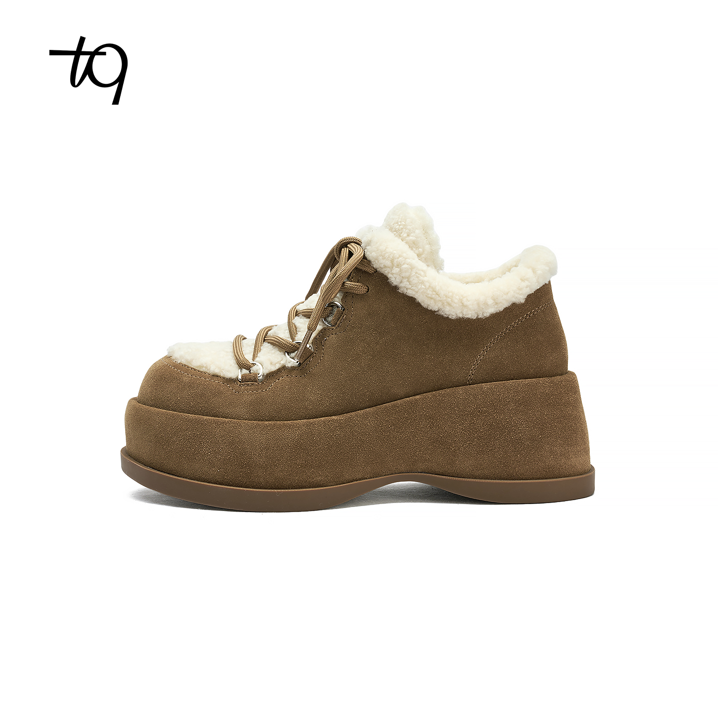 Talitaqoom25冬新款暖棕毛绒增高松糕鞋加绒保暖复古休闲鞋tq女鞋