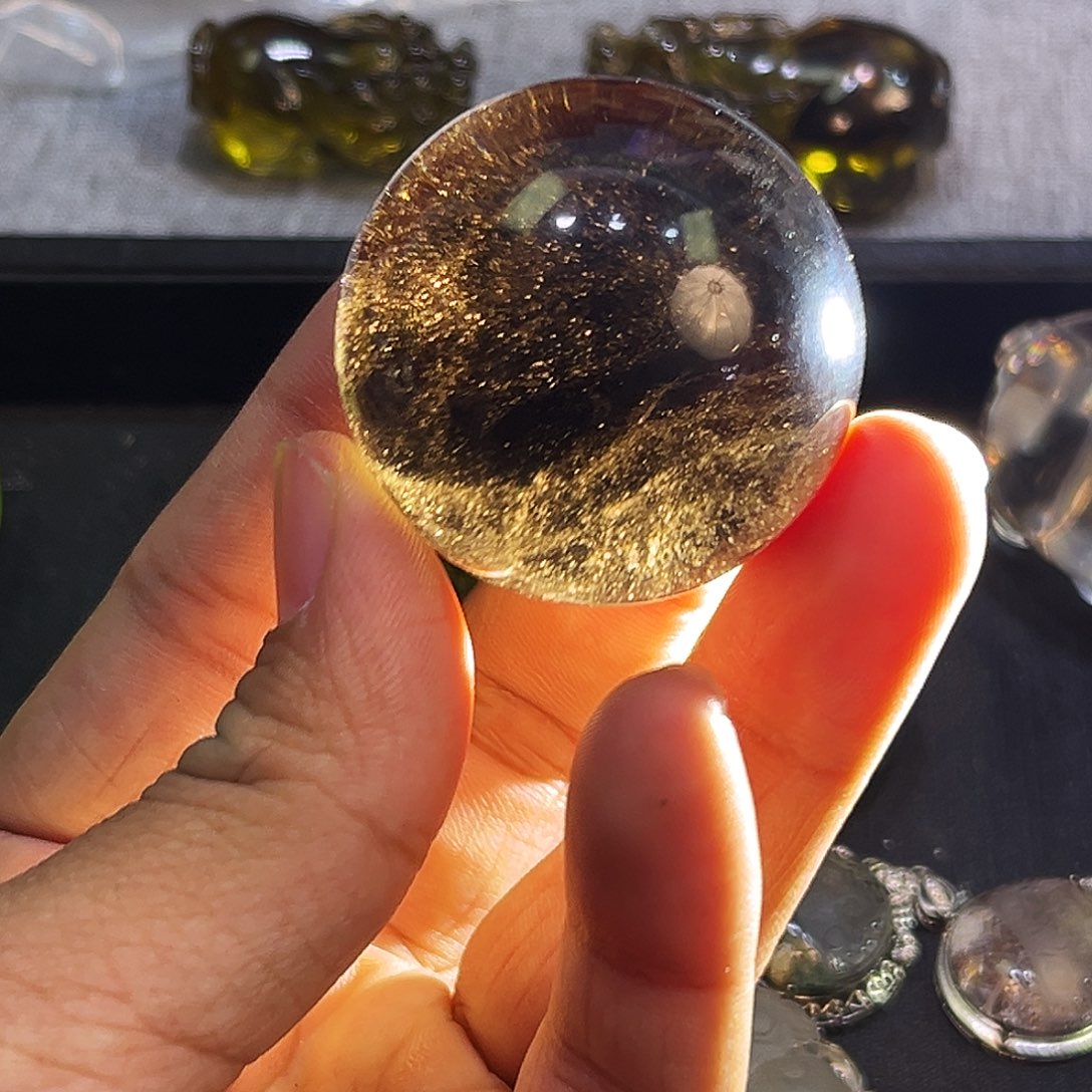 未镶嵌颈饰水晶茶晶球