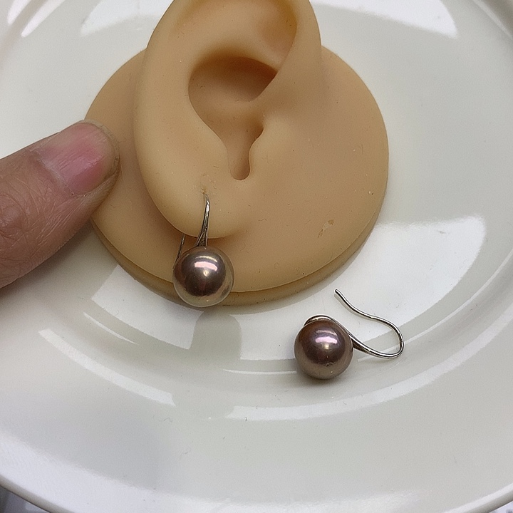 银S925镶嵌淡水珍珠耳饰