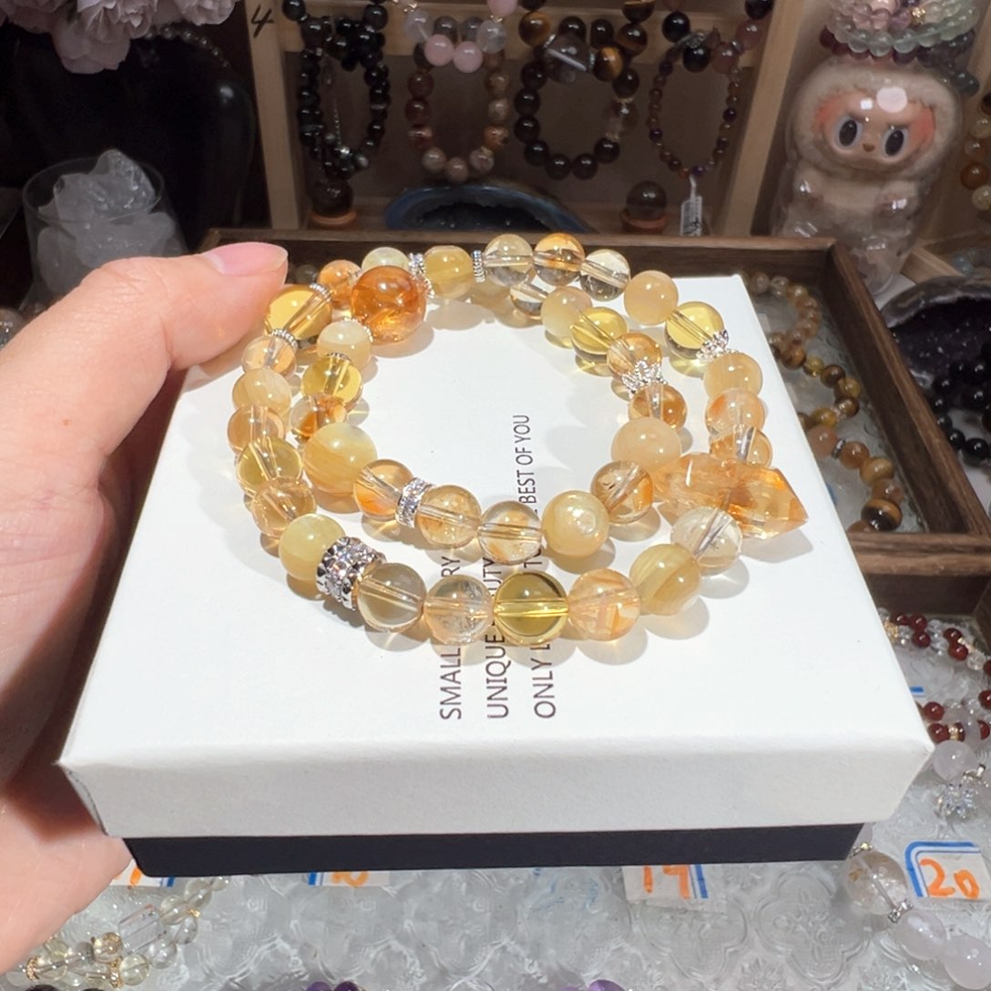 水晶手绳未镶嵌黄塔双圈