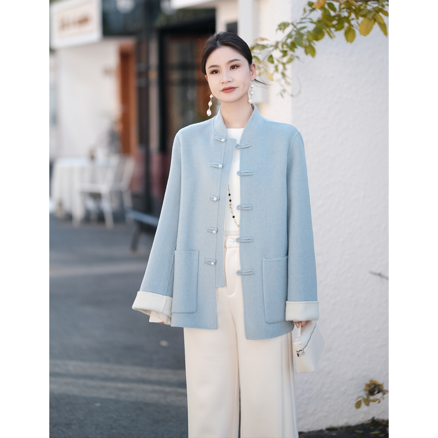 PRASE·噜【苏幕遮】绵羊毛微胖显瘦冬气质新中式双面呢大衣PR508S97