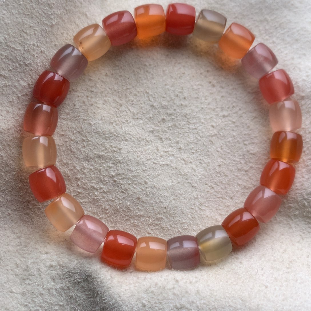 南红玛瑙未镶嵌保山天然原矿多宝7.8mm直切手串