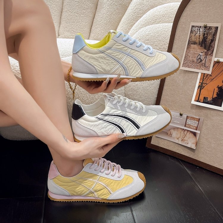 【帮主】德训鞋女2025夏季拼色百搭运动鞋平底轻便休闲阿甘鞋