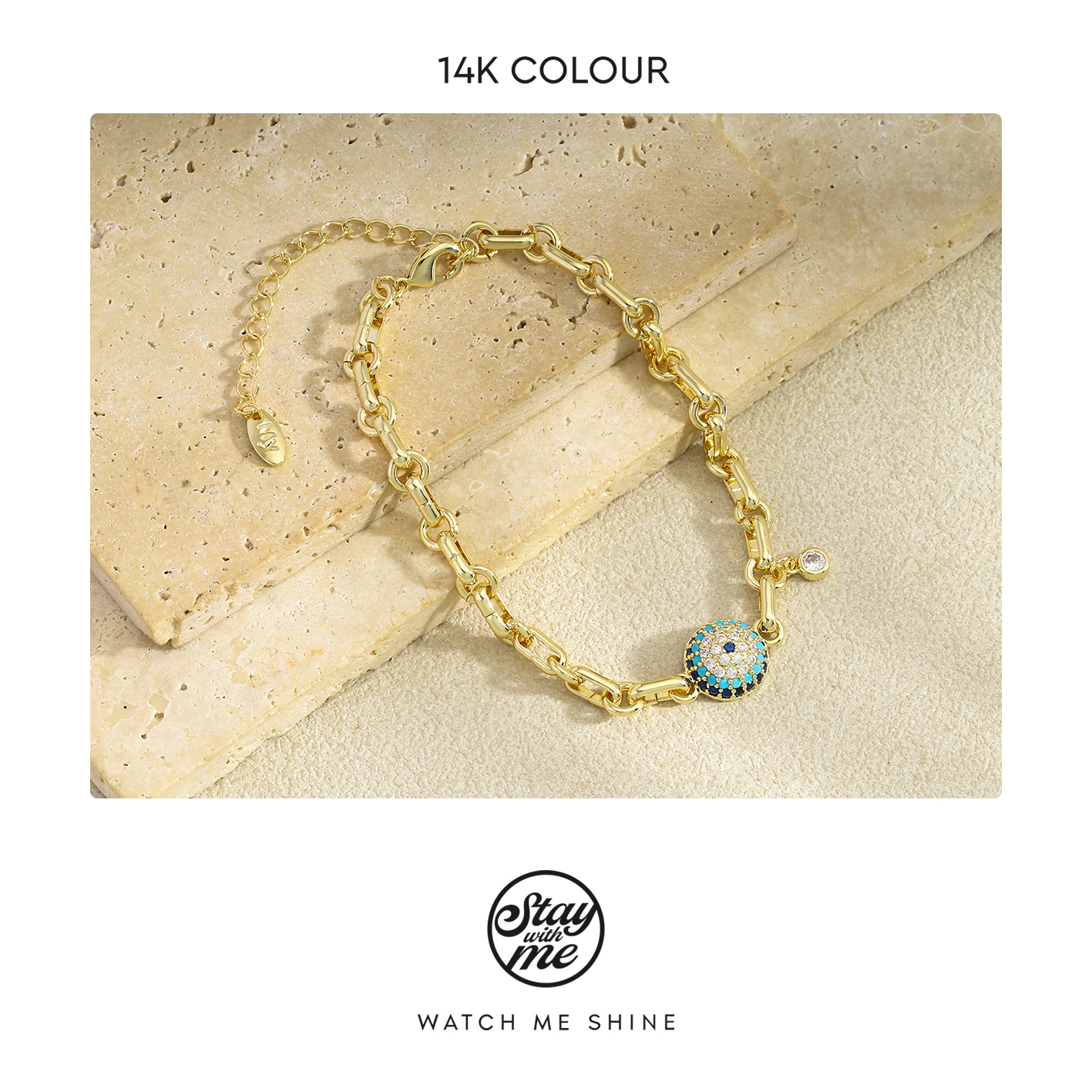 STAY WITH ME 铜合金合成锆石手链 小众设计b0606手链