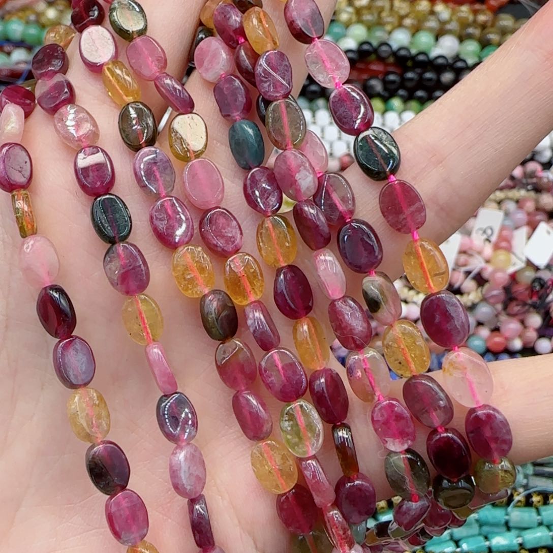 玛瑙/玉髓未镶嵌珠宝半成品原矿碧玺一条卡6