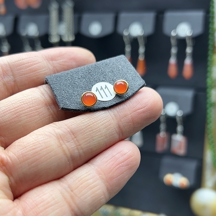 南红玛瑙耳饰银S925镶嵌